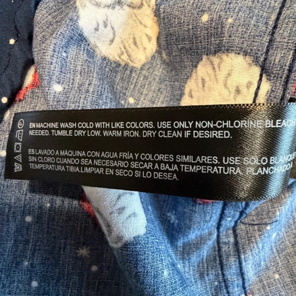 Denim & Flower Men L Navy Bad Santa Sunglasses Button Down Shirt 100% Cotton NEW